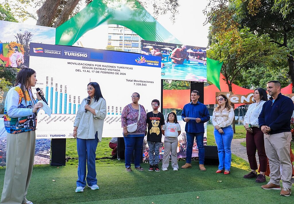 Presidenta (E) Delcy Rodríguez celebra éxito total en «Carnavales por la Paz 2026» con incremento del 17 % en movilización