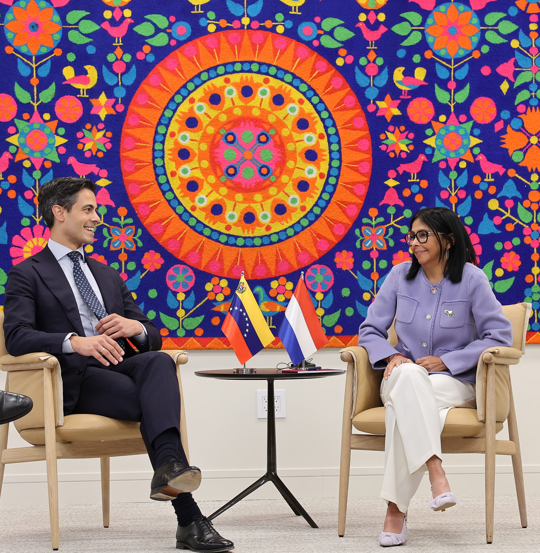 Presidenta Delcy Rodríguez se reunió con primer ministro de Países Bajos, Rob Jetten